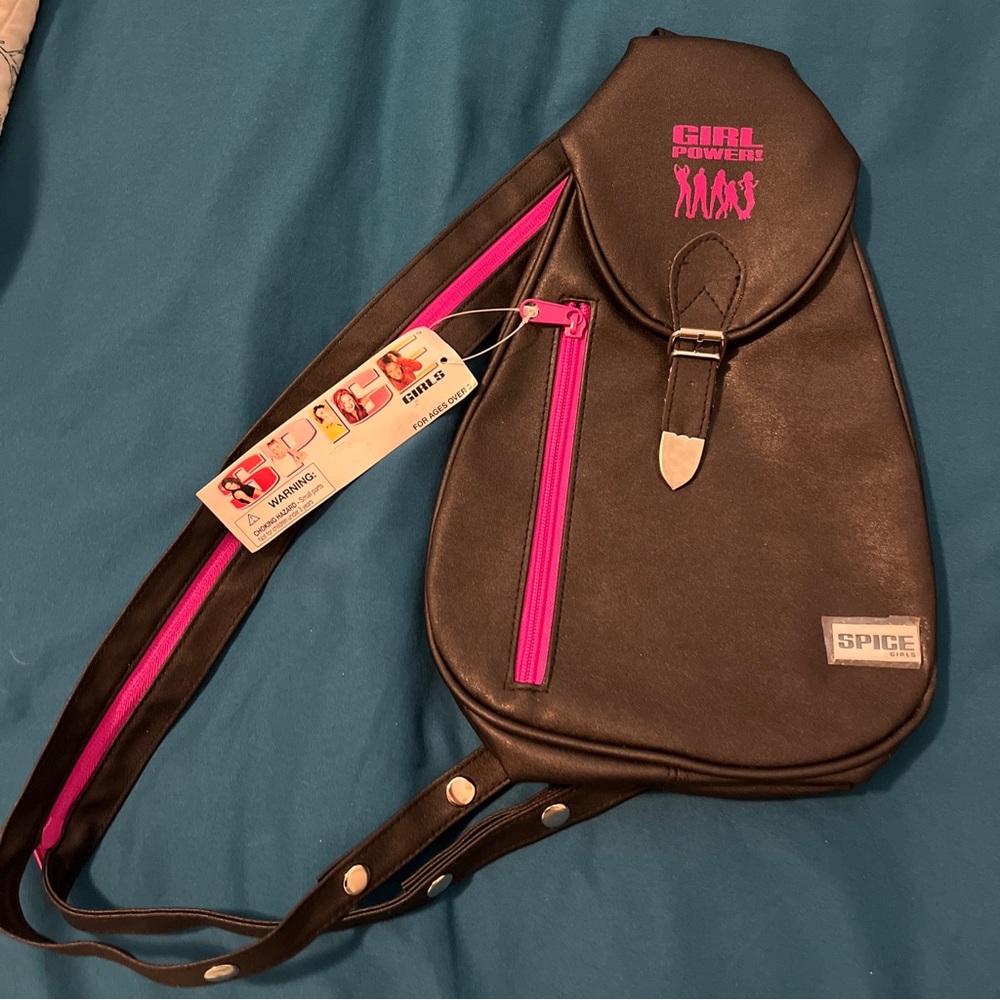 NWT 1997 Spice Girls backpack sling purse Black Pink Girl Power